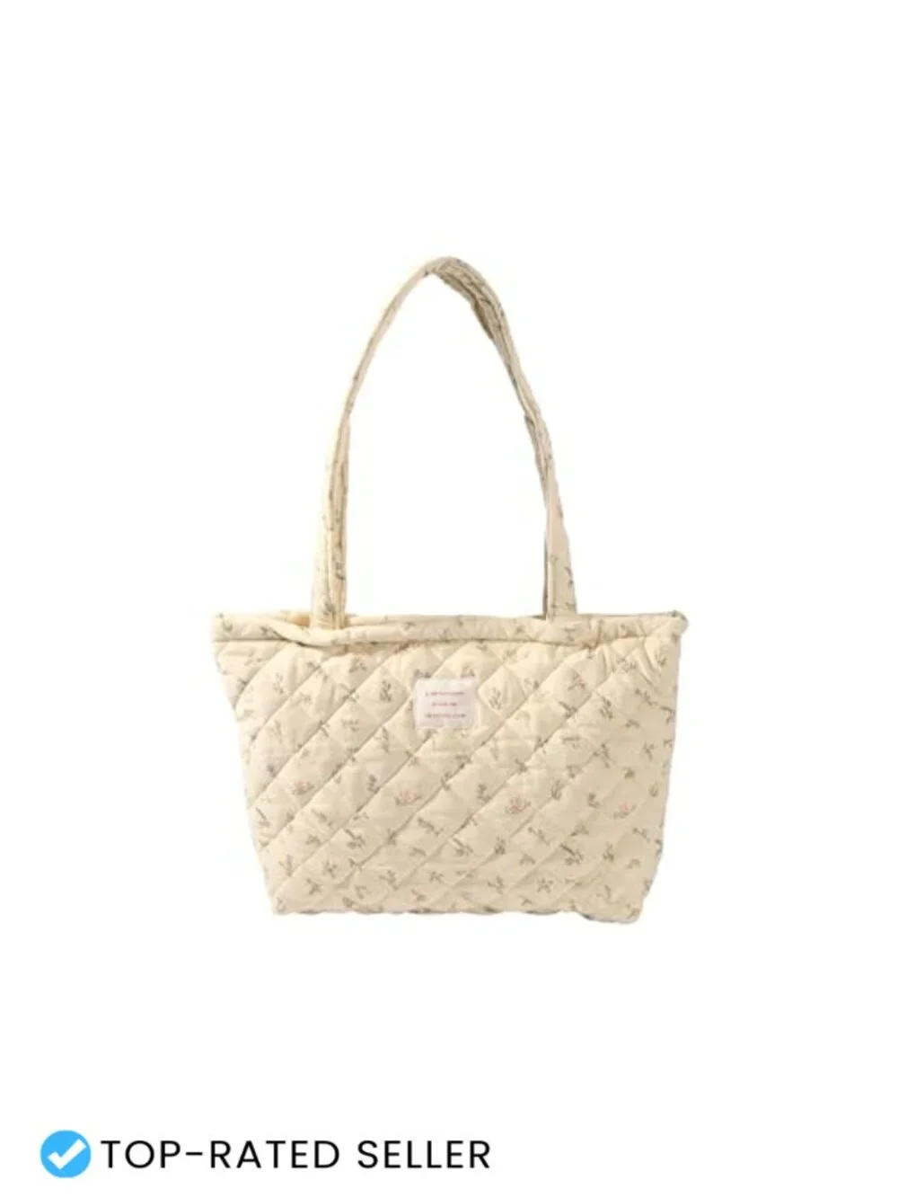 Floral Quilted Cotton Shoulder Bag Tote Medium Size Large Capacity